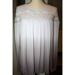 Nanette Lepore Gauze Top w/Lace Inset Lavendar Ombre Sz L